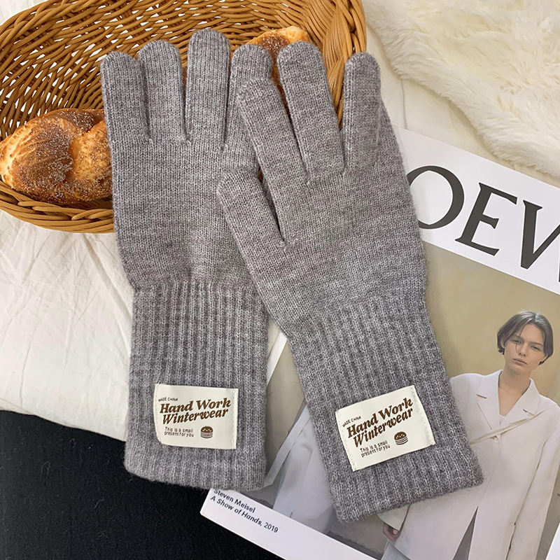 Guantes de ciclismo 2025, otoño y invierno nuevos guantes de punto de lana gruesa alargada guantes de dedo caliente al por mayor