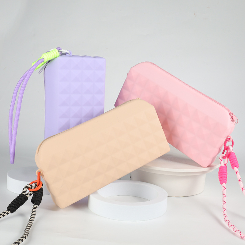 아마존의 인기 화장품 가방 실리콘 DIY 보관 가방 야외 휴대용 화장품 보관 가방 지퍼 핸드백