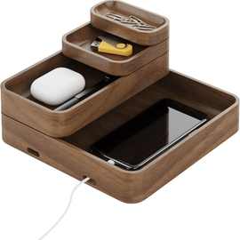 黑胡桃木轻奢复古可堆砌桌面收纳手机耳机小饰品收纳盒