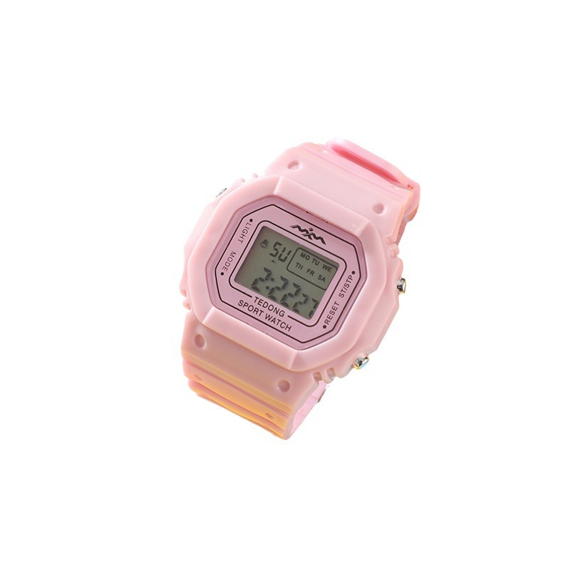 Reloj estudiante niños unicornio cuadrado Matcha verde pequeño cuadrado impermeable reloj despertador luminoso reloj electrónico