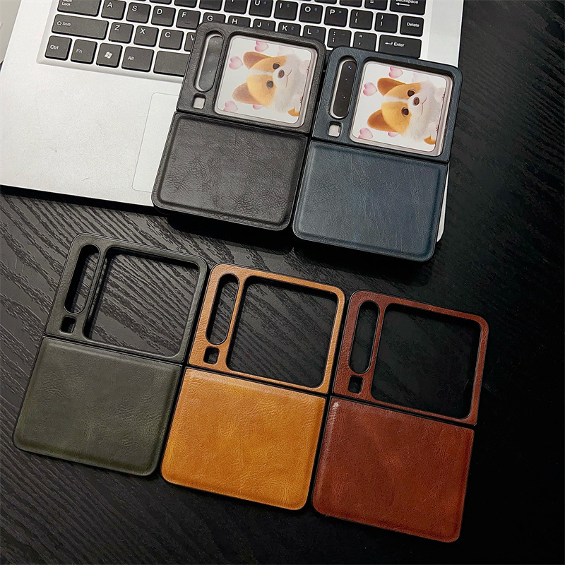 适用华为pura X阔折叠屏复古皮纹MIXflip2个性商务N3flip硬手机壳