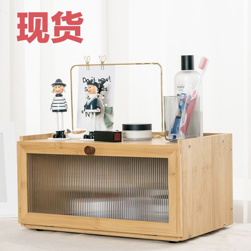 现货木质烘焙面包箱茶具收纳木箱楠竹木厨房置物柜杯子面包储物柜