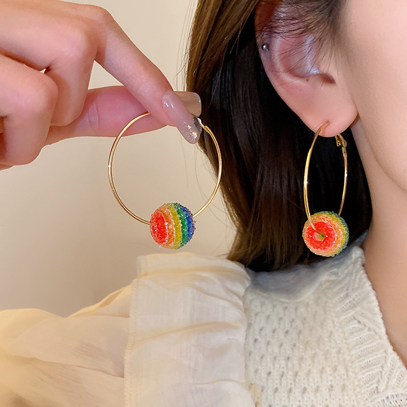 1 Pair Simple Style Rainbow Alloy Inlay Rhinestones Women's Drop Earrings display picture 6