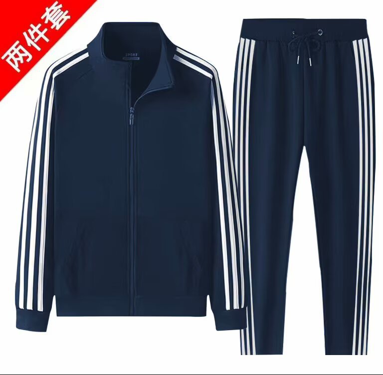 Nueva pareja personalizada trajes deportivos uniformes escolares masculinos y femeninos chaqueta de algodón tres barras casuales dos piezas juego al por mayor