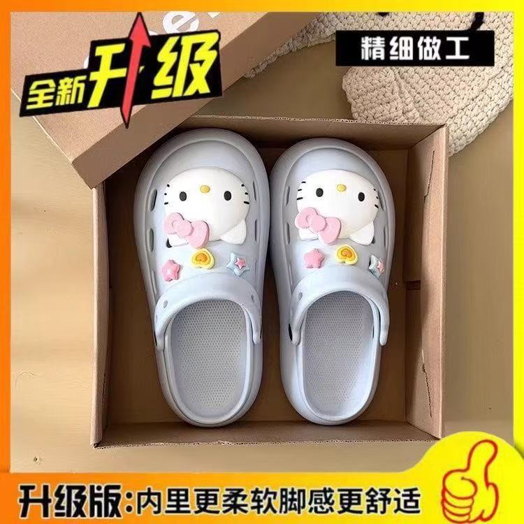 2025夏季新款趣味可爱苹果洞洞鞋女外穿厚底防滑沙滩包头居家拖鞋|undefined