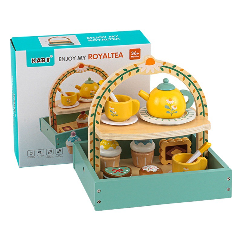Los niños de madera de simulación postre pastel de mesa postre tarde té juego educativo cocina jugar casa Juguetes