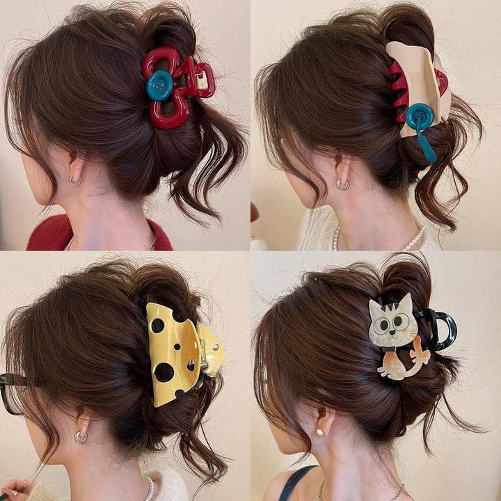 Ankora Red Button Hair Clip for Women 2025 New Style Hair Shark Clip High-End Hair Clip on the Back of the Head Hairpin Hairpin