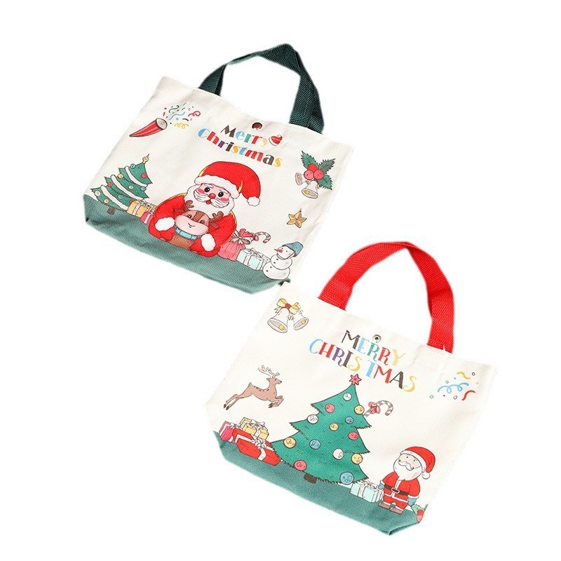 Bolsa de regalo de Navidad, caja de manzana de Nochebuena, caja de regalo para niños, dulces portátiles, lienzo, bolsa de manzana image 5