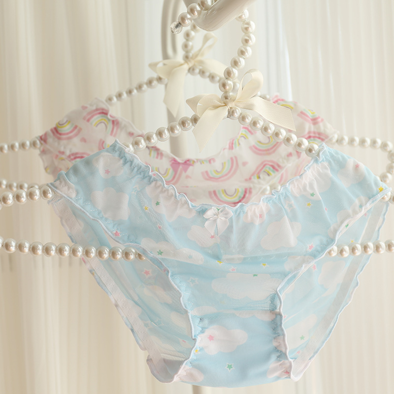 独角兽B6透明网纱内裤性感透气蕾丝面包裤女士三角裤学生少女内裤