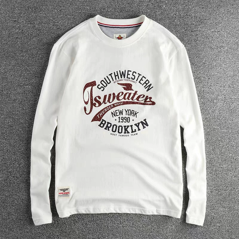 Retro trend comfortable base body-friendly long-sleeve, print