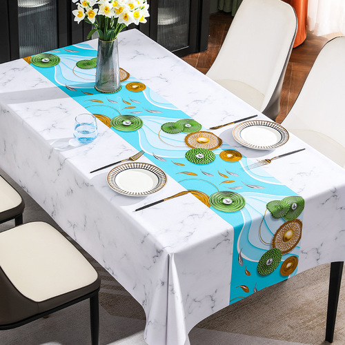 Benzhiliuguangniu light luxury tablecloth waterproof and oil-proof PVC tablecloth rectangular coffee table cloth ins style yarn fabric