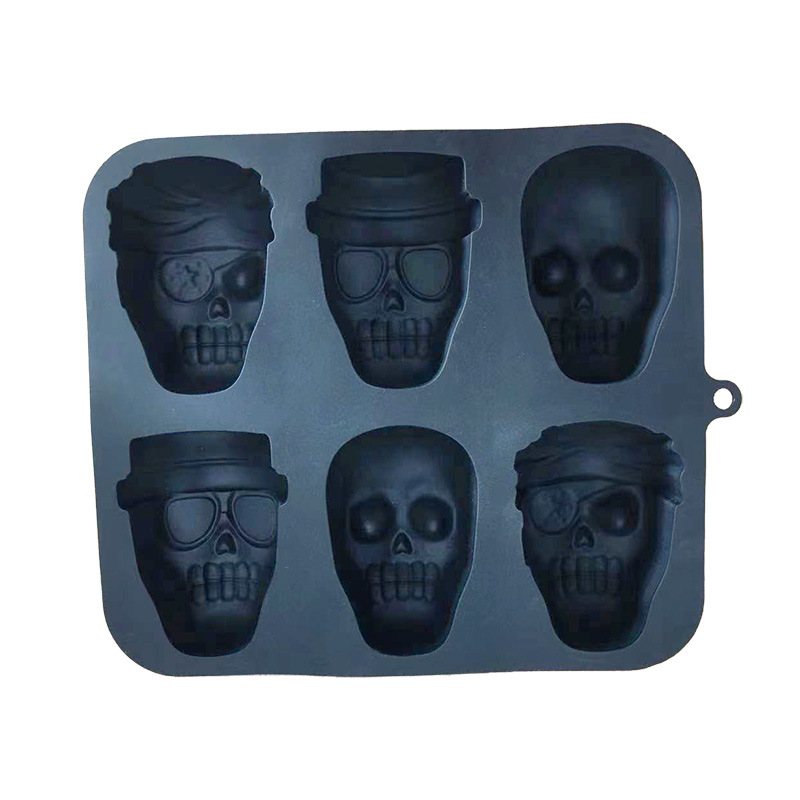 Molde de silicona para hielo con forma de lápida para uso diario, decoraciones de Halloween, molde grande para pastel con forma de calavera, molde para cubitos de hielo de terror, molde para velas, cubitos de hielo congelados