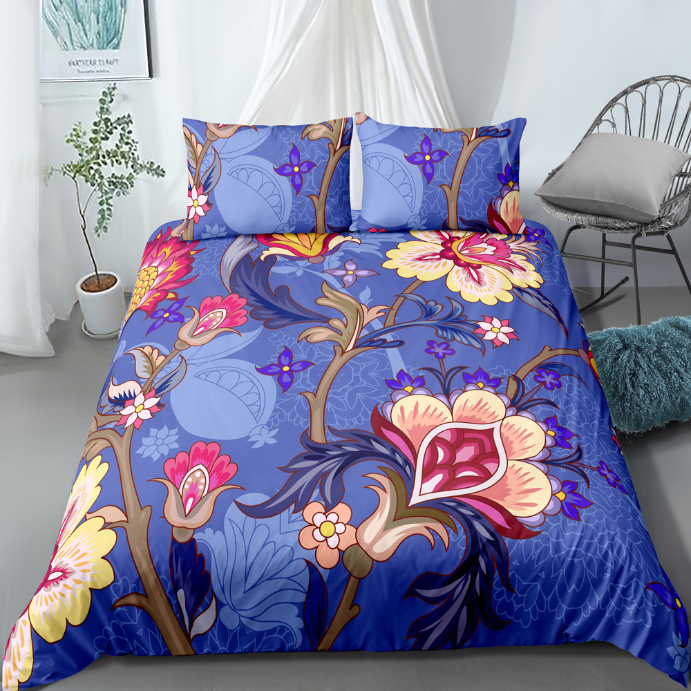 Parure de lit trois pièces de style ethnique imprimé numérique, housse de couette et taie d'oreiller, personnalisable, nouvelle collection_voghion.com