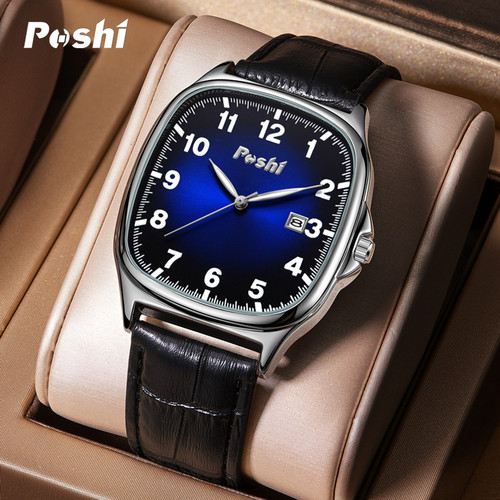 POSHI brand watch trendy simple men's quartz watch calendar waterproof luminous men's watch watch