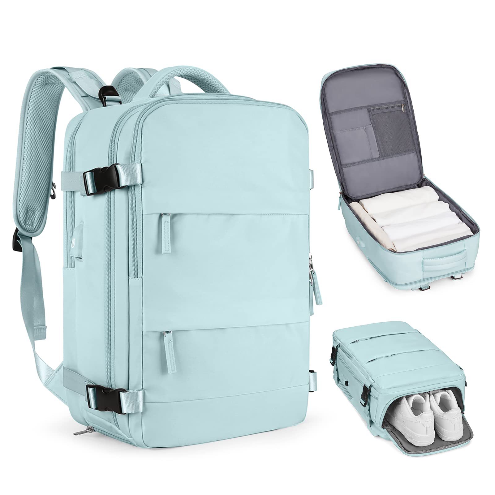 1875g Weight Nylon Lining Material Zipper Closure Type Double Shoulder Straps Strap Type Functional Backpack Bags Type Travel, Daily Occasion Nylon Material Women's Backpack Backpack Solid Color Pattern All Seasons Season Unisex Gender Streetwear Style Square Shape Solid Color Travel Daily Women's Backpack 77