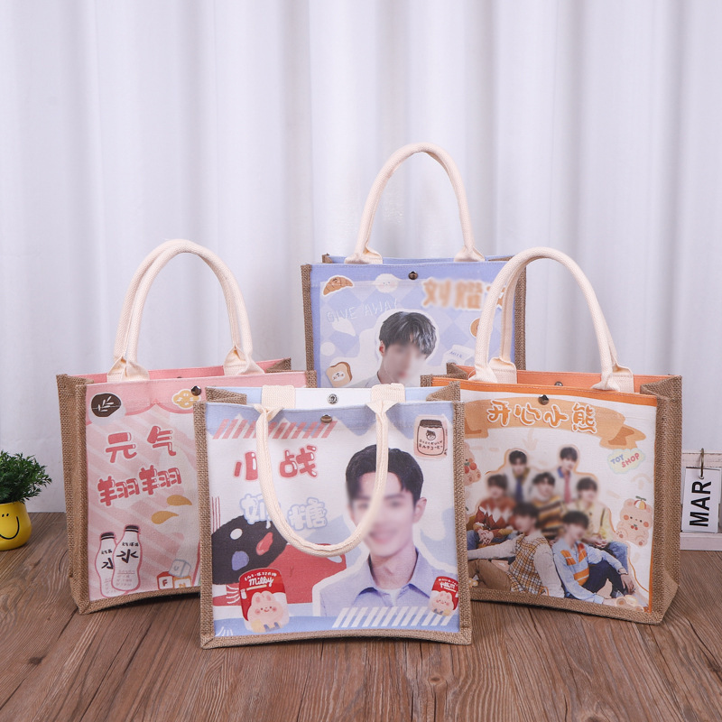 Muji-Style Linen Tote Bag Advertisement, Burlap Bag, Artistic High-Quality Jute Handbag, Logo Wholesale, Artistic Style