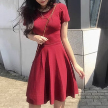 红色连衣裙女夏季法式订婚礼服敬酒服平时可穿红裙子收腰显瘦短裙