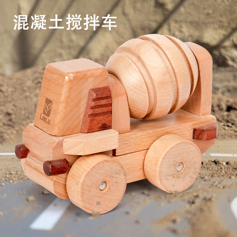 Beech Wood Magnetic Solid Wood Building Blocks Assembled Engineering Vehicle Aircraft Mortise and Tenon Construction Educational Puzzle Toys for Boys and Girls