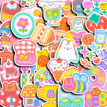 40张可爱草莓毛喵卡通跨境行李箱贴纸笔记本电脑贴纸防水DIY相册