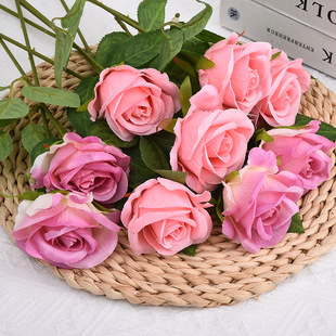 Single rose flower simulation artificial flower wedding home Valentine's Day decoration handmade flower simulation flower wholesale