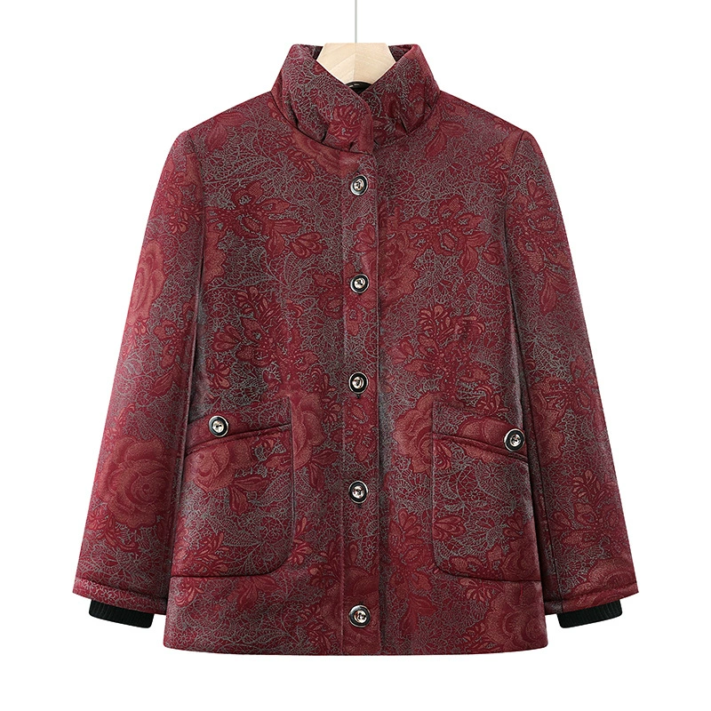 Бабушка плюшевая толстая хлопчатобумажная куртка 60 лет средняя и пожилая жена зимняя женщина мама теплая хлопчатобумажная одежда короткая куртка