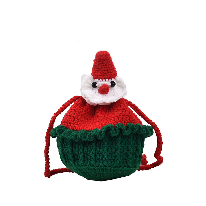 Christmas new fashion Korean version of children's women's wool crochet bag finished crossbody accessories small bag