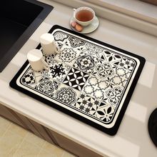 批发美式复古厨房沥水垫硅藻泥台面吸水垫免洗隔热科技布软橡胶垫