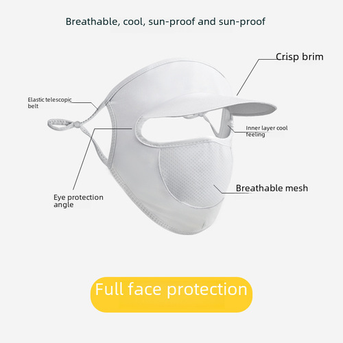 Sun Protection Face Mask Hat Brim Face Gown Women Summer UV Blocking Ice Silk Full Face Sunshade Breathable Trend Wholesale