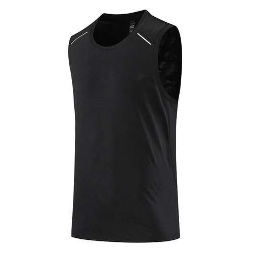 2024 Summer New Men's Running Top Reflective Dry Fit Loose Round Neck Fitness Top Training Shirt