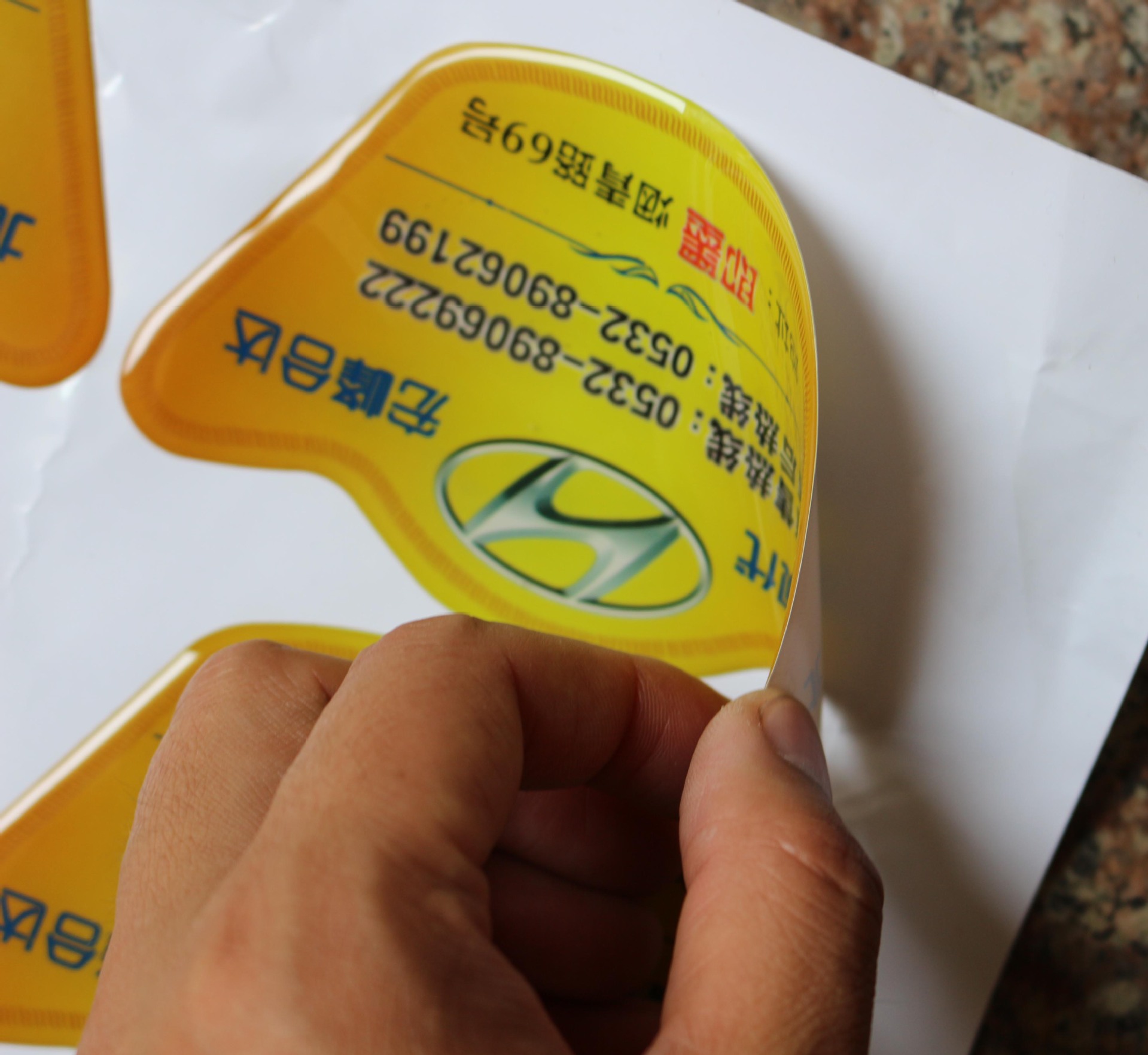 Etiqueta engomada de epoxy de coche personalizado Etiqueta de plástico de cristal etiqueta engomada del coche logo