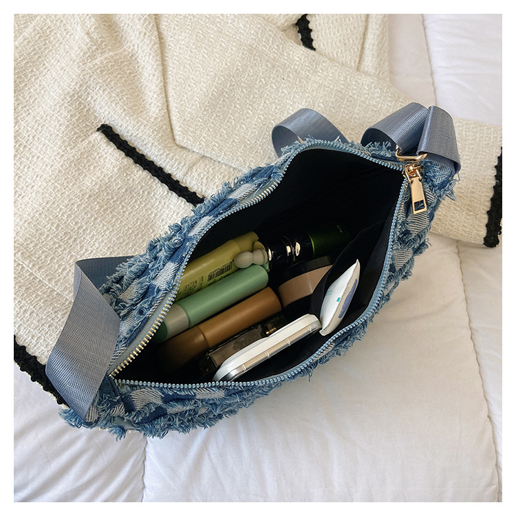 Denim Patchwork Shoulder Crossbody Bag For Women Stylish Canvas_voghion.com