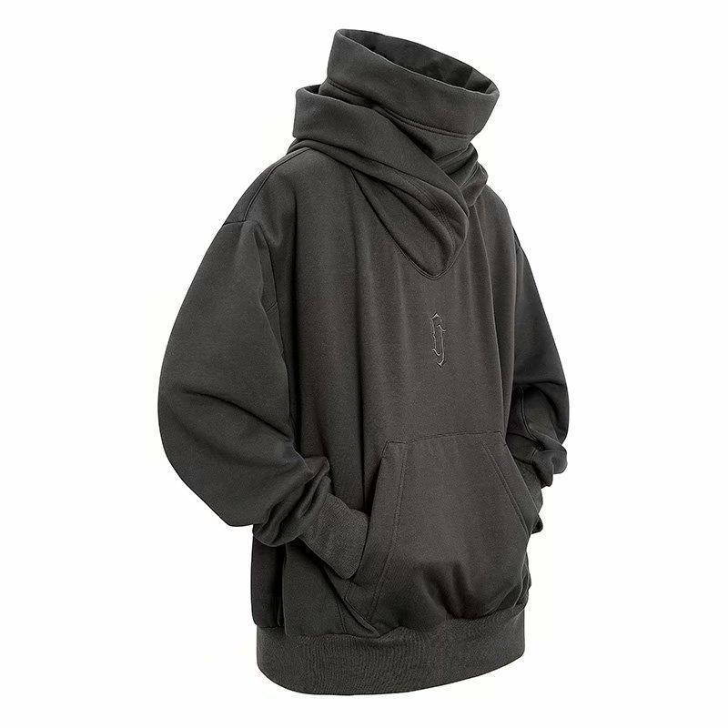 Europa y América hiphop retro encapuchado de cuello alto camisa de hombre de manga larga otoño y invierno suelta chaqueta de hip hop de alta calle de moda