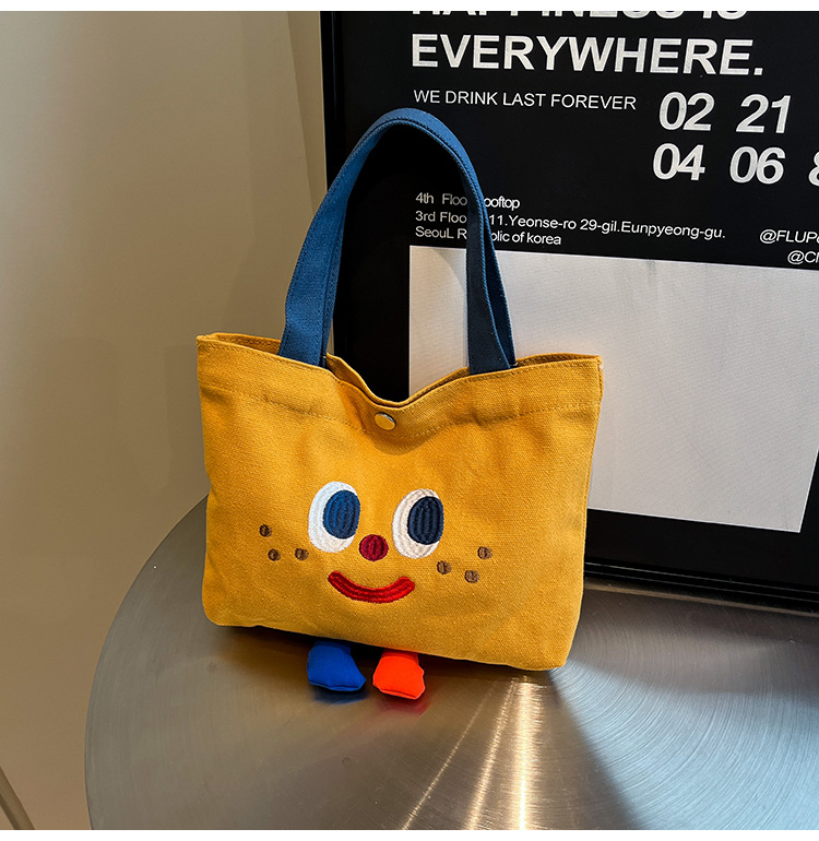 ins mini canvas bag, cute peach tote bag, Korean girl snack bento small bag canvas bag wholesale undefined