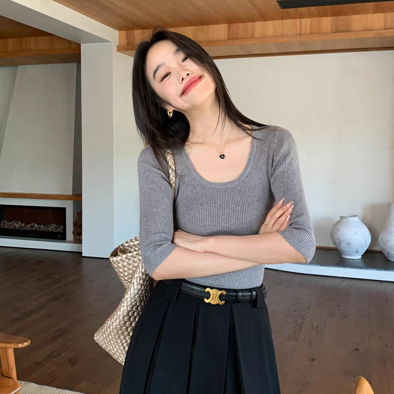 Jinzhang Clothing/ Summer New Style 14-Gauge Machine Washable Merino Short-Sleeve Women's Round Neck Top Base T-Shirt for Women