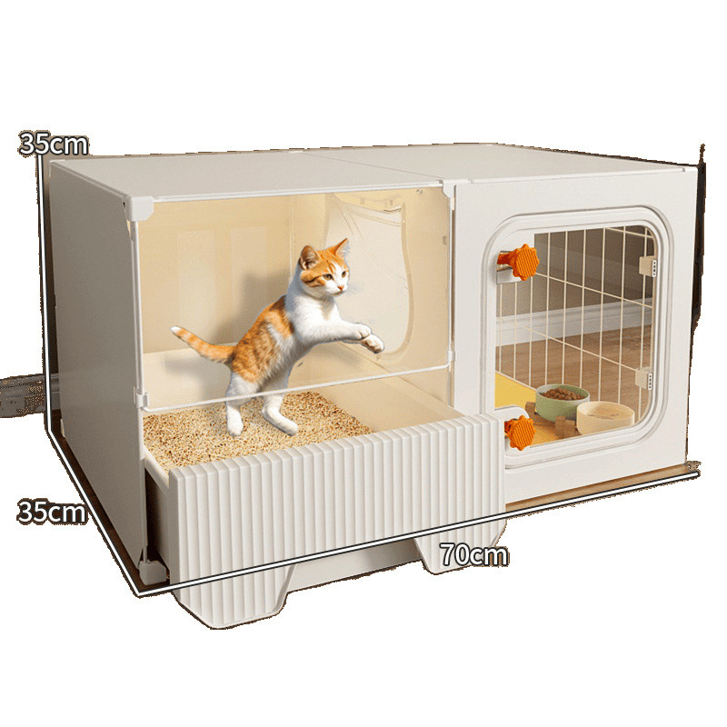 猫ケージ、広いフリースペース、1部屋、1リビングルーム、1バスルーム、猫の巣とトイレが一体化した家庭用屋内ヴィラ、敷地面積を占有しない|undefined