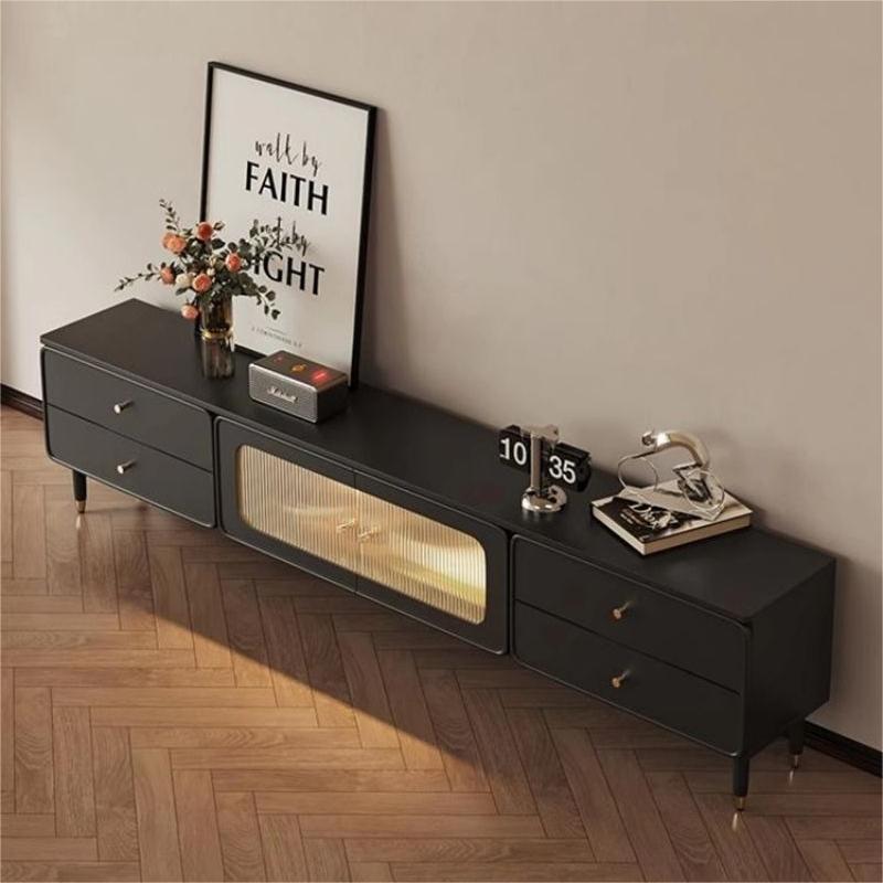 Estilo punk italiano negro TV gabinete mesa de café combinación traje simple moderno pequeño apartamento Internet celebridad salón gabinete de piso image 4