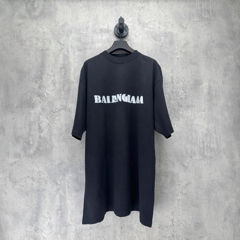 Bjia 【高品質】Bjia クラシック フロントとバック グラデーション プリント ファジーロゴ 半袖 Tシャツ 男女兼用|undefined