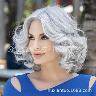 European and American women's wig temperament in bobo pear flower head short curly hair fashion mixed color chemical fiber hair headgear wholesale