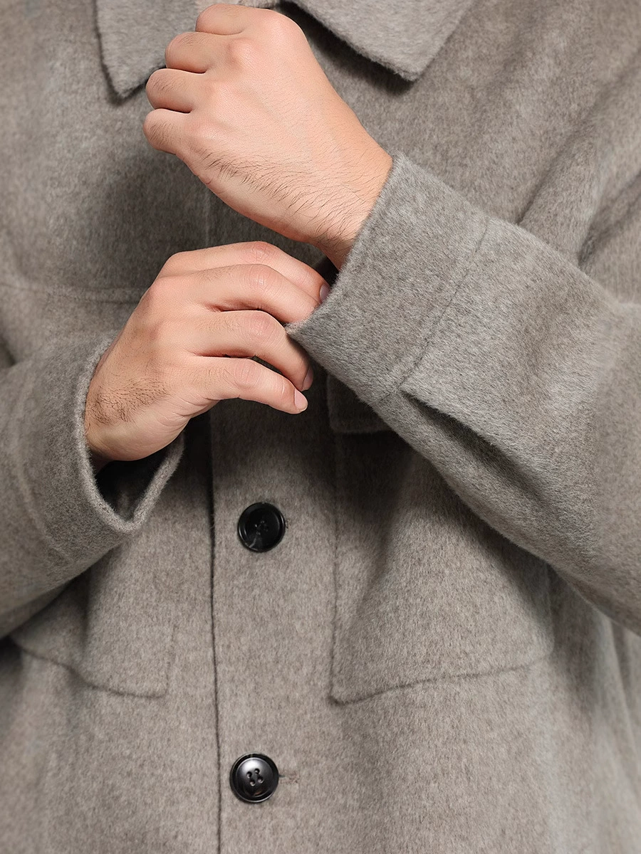 Демисезонная двусторонняя шерстяная укороченная куртка из кашемира, оверсайз