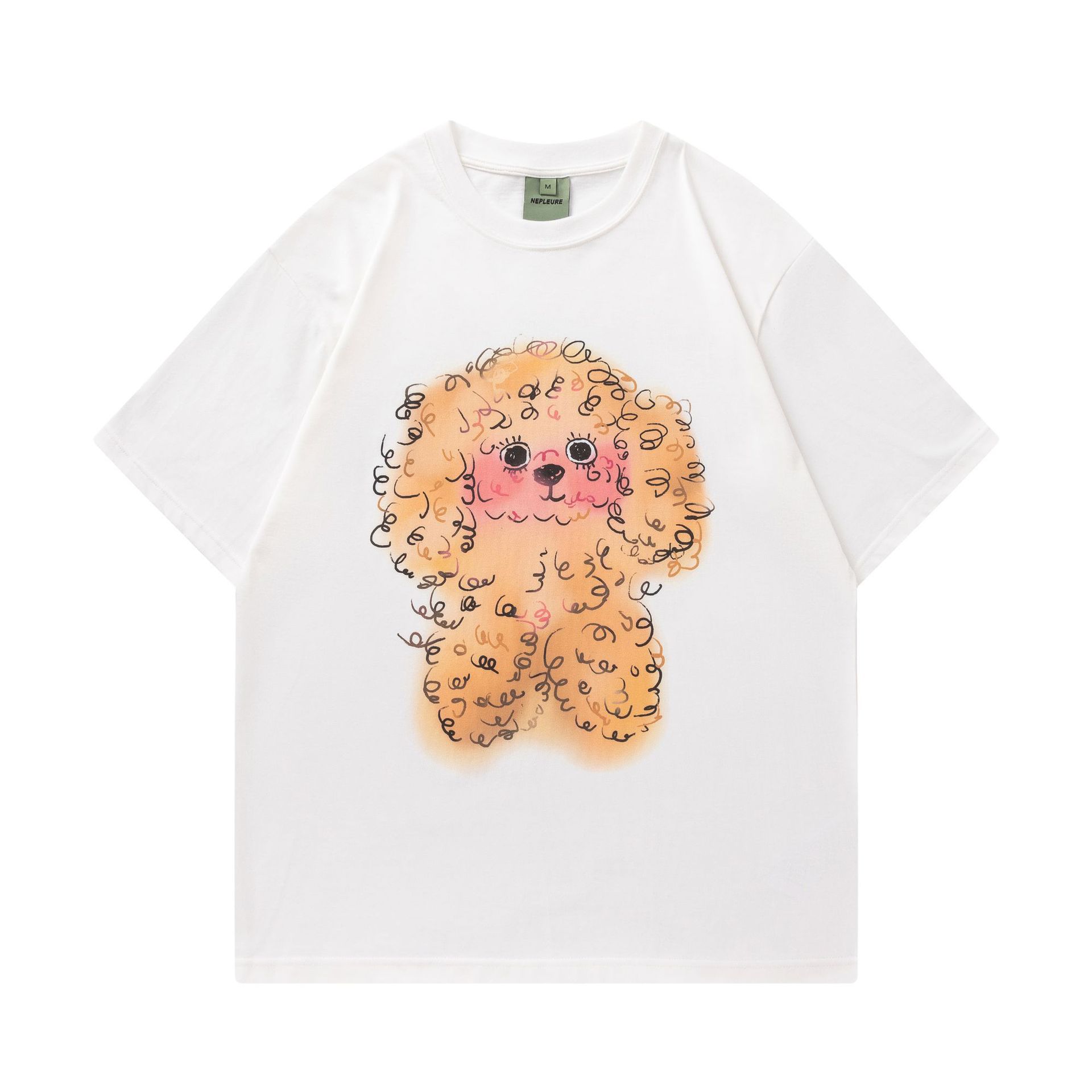 Japanese retro cartoon summer base beach short sleeve T-shirt with a…