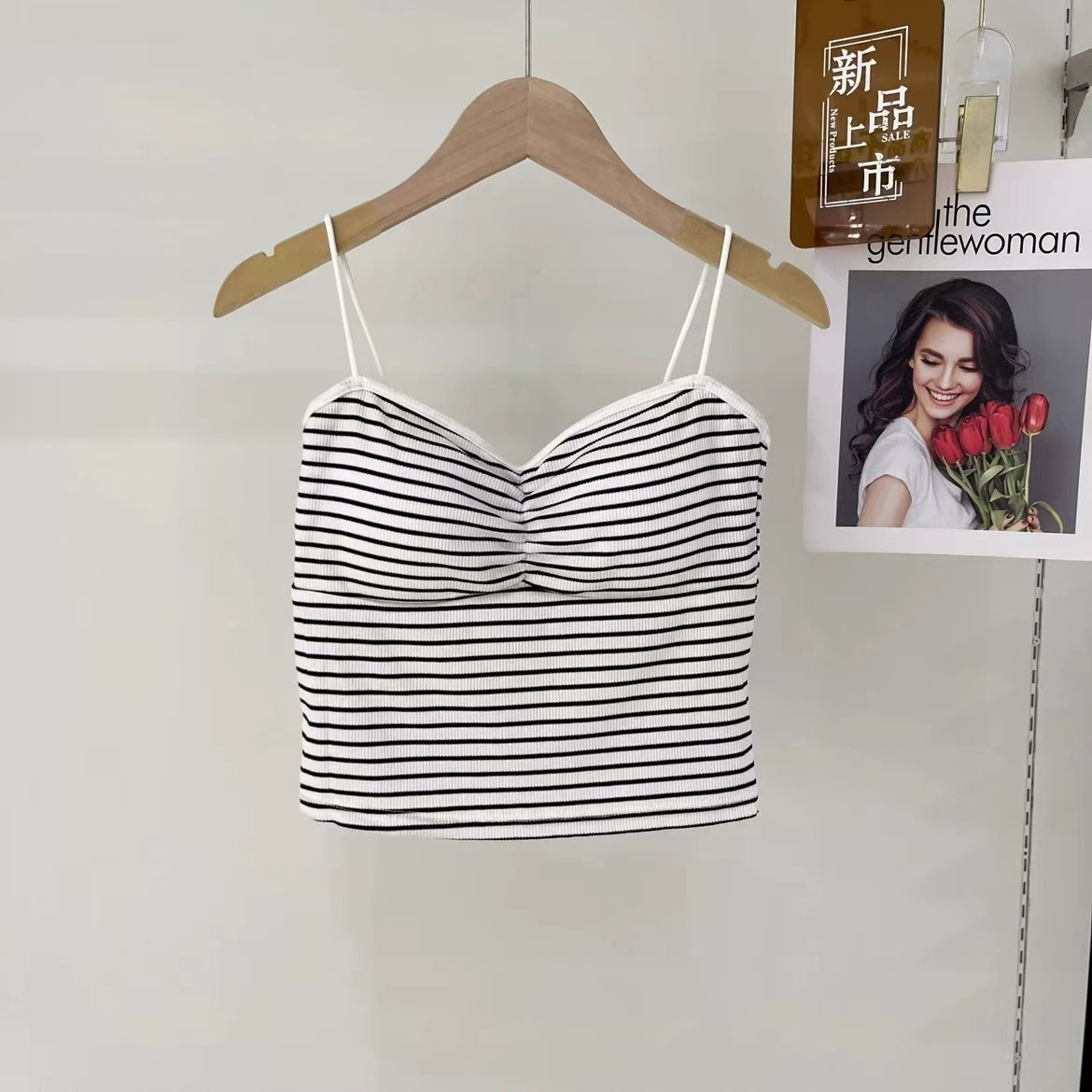 Top with cups, straps, vest, beautiful back, strap bra