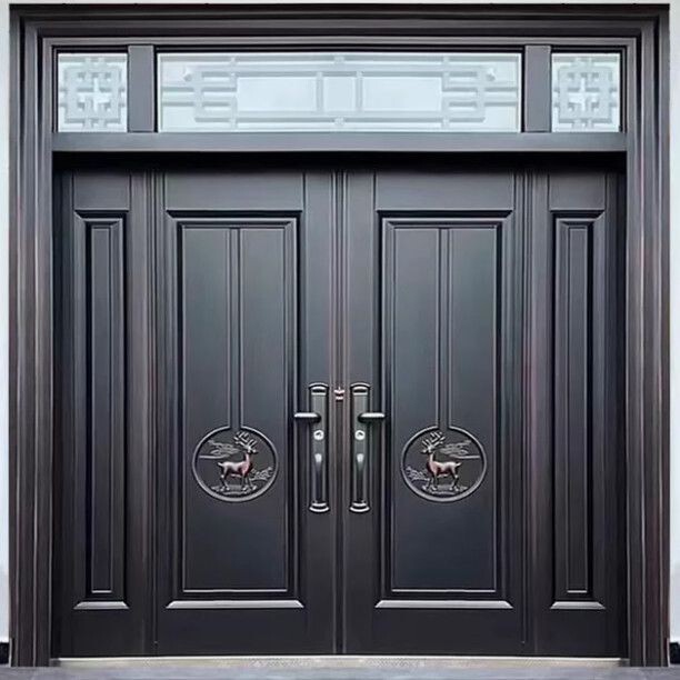 Zinc alloy villa door for self-built homes in rural areas, double-opening entrance door, Class A door, sun-proof door, anti-theft door, four-panel large door Zinc alloy villa door for self-built homes in rural areas, double-opening entrance door, Class A door, sun-proof door, anti-theft door, four-panel large door
