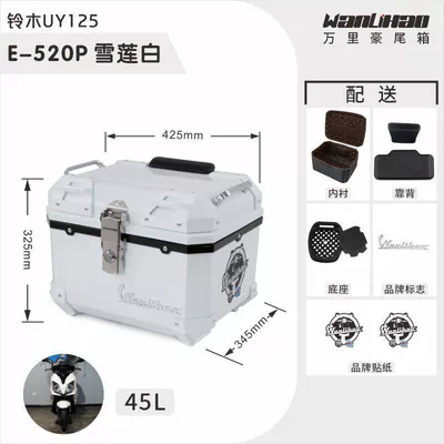 trunk, electric vehicle rear tail – Motorcycle trunk - suzuki-snow-lotus-white-520p-lining-double-black-backrest