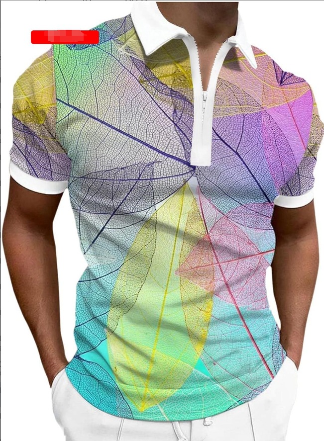 Comercio exterior europeo y americano primavera nueva moda casual popular impresión polo camiseta con cremallera hombres envío gratis