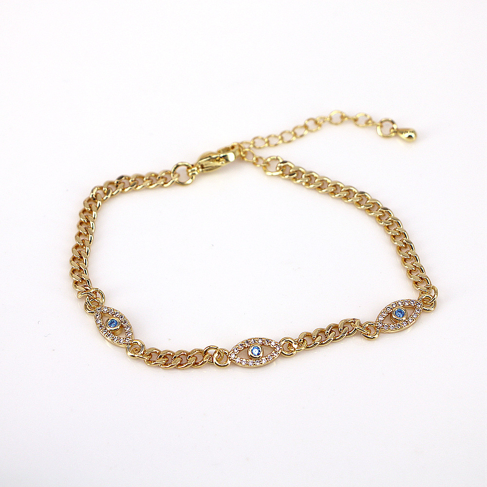 simple eye copper gold-plated inlaid color zirconium devilu0027s eye bracelet