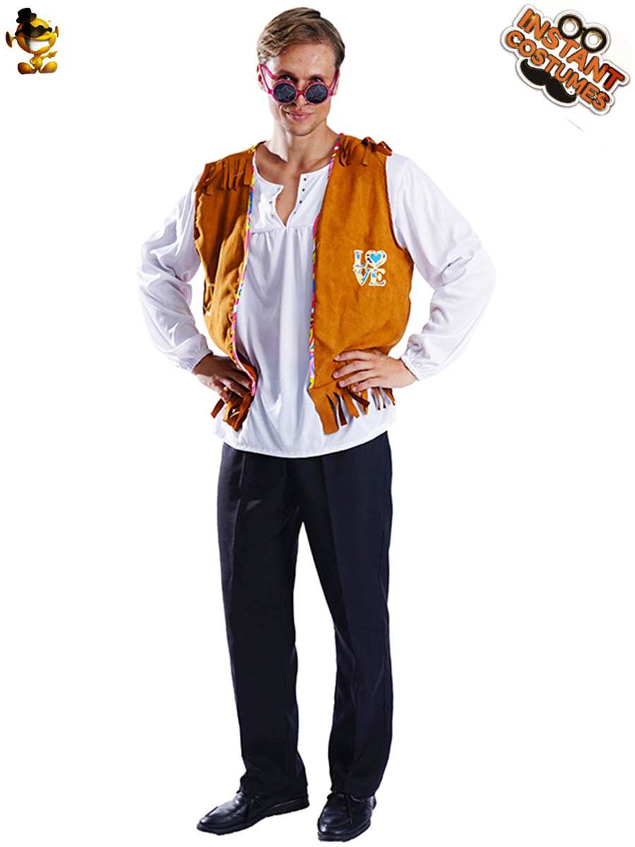 Gran masculino hippie traje etapa rendimiento traje Cosplay traje de la mascarada fiesta ropa juego de rol image 3