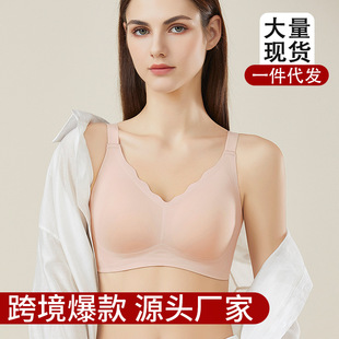 Foreign Trade Large Size Intimates Women's Bra Push-Up Seamless Thin Secondary Breast Support Anti-Sagging Cross-Border European and American Glossy Bra