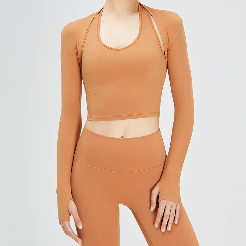 Otoño e Invierno cálido deportes cardigan cepillado yoga chal abrigo al aire libre fitness pequeño chaleco color sólido corto ropa de yoga