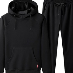 帽子付きの三点セットの男性秋冬のベルベットは、カジュアルなスポーツスーツのカーディガンの二点セットのベストコートを厚くしています