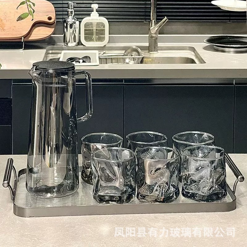 メーカー卸売り耐高温ガラス冷水筒高ホウ素シリコン飲料カップ家庭用浄水器セット冷水筒大容量|undefined